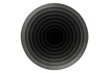 Deep abstract circular tunnel illusion with concentric rings, a black vortex leading into the abyss on transparent background