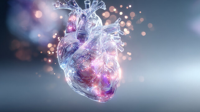 K&uuml;nstlerische Darstellung eines menschlichen Herzens in abstrakter, futuristischer Optik