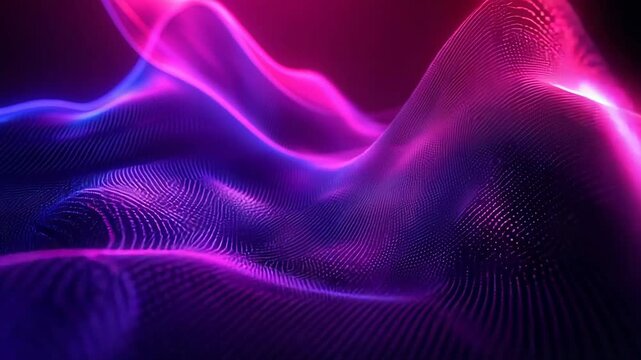 Glowing neon waves creating an abstract digital soundscape