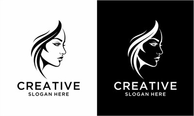 Elegant Woman Face Logo Design Creative.