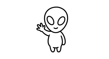 Cute cartoon alien waving hello with a friendly smile.