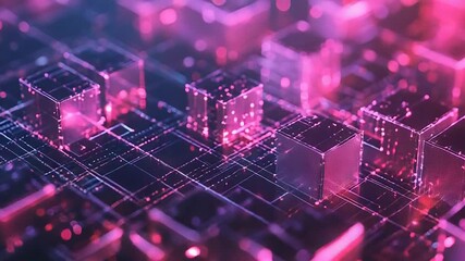 Futuristic pink digital technology network conceptualizing data flow - Powered by Adobe