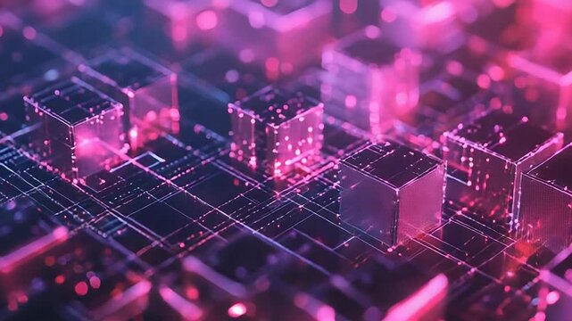 Futuristic pink digital technology network conceptualizing data flow