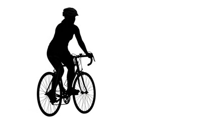 Obraz premium Silhouette Cyclist in Motion: A solitary cyclist is captured in a dynamic silhouette, pedaling with purpose against the backdrop of a clean, minimalist setting.