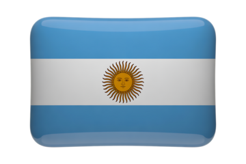 Argentina's vibrant flag emblem badge showcasing national pride, perfect for travel, tourism, or cultural projects with a glossy finish 
