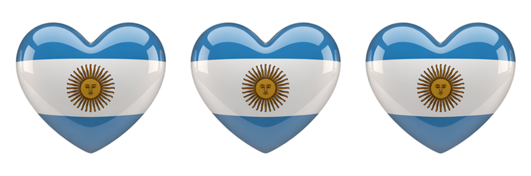 Set For argentina flag hearts isolated on transparent background represent love for country 
 - Powered by Adobe