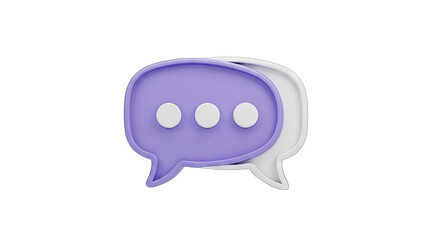 Purple and White Speech Bubbles with Ellipsis Representing Conversation Messaging Communication and Dialogue on a Transparent Background Ideal for Digital Media and Online Communication Platforms
