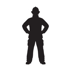 Confident male silhouette standing with hands on hips