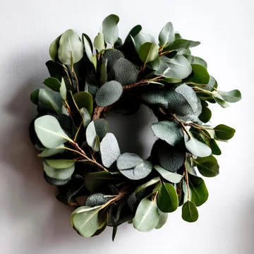 Simple festive wreath with natural green leaves