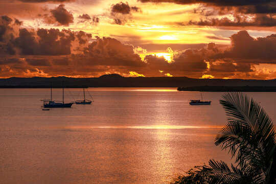 Queensland, Australia - Sunrise with colourful skies over the ocean at Redland Bay, Queensland, Australia