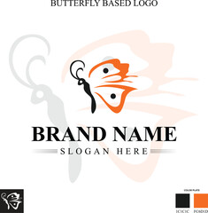 Butterfly based Logo. Elegant Minimal Beauty Symbol Design.