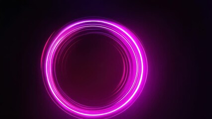 Abstract purple neon light ring glowing in darkness - Powered by Adobe