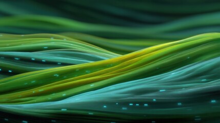 Abstract Waves of Green and Blue Colors Flowing Gently in a Fluid Motion Creating a Calm and Serene Background for Various Applications