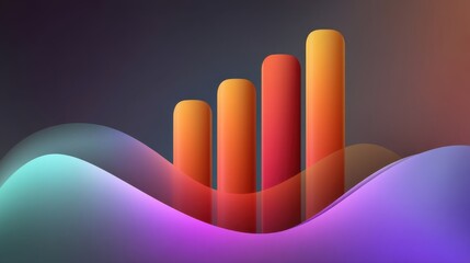 Colorful abstract graph with flowing shapes and vibrant gradients representing data growth and analysis in modern design aesthetics