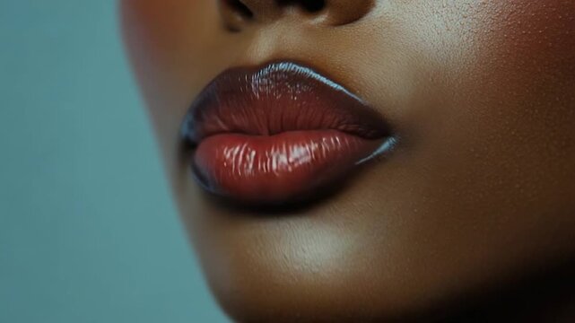 Video A close-up view of a woman's lips with white teeth, perfect for beauty or fashion related content
