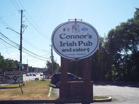  Orleans, ON, Canada-June 28,2025: An outdoor sign of "Connor's Irish Pub and eatery" on St Joseph Blvd .
