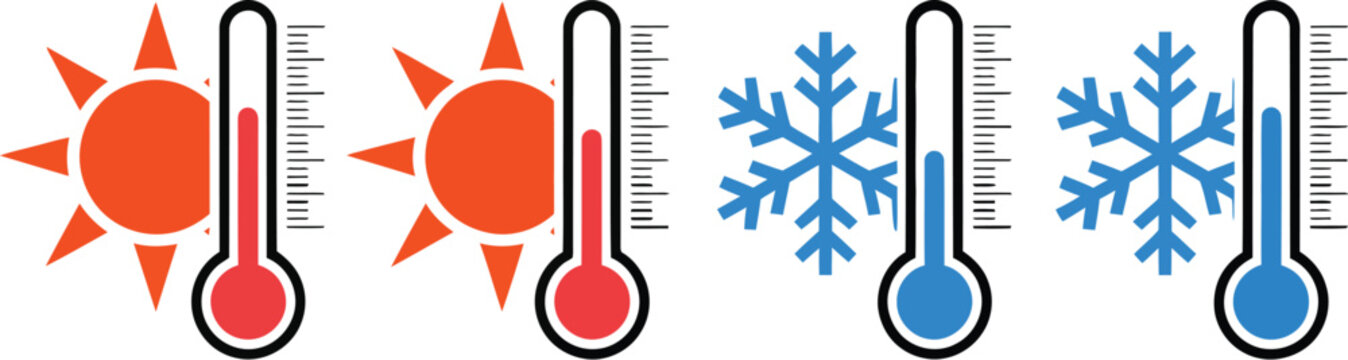 Weather condition icons showing hot and cold temperatures with sun and snowflake symbols