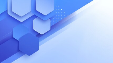 Fototapeta premium Abstract geometric composition with blue hexagons and gradients on a soft gradient background for modern graphic design and digital media projects