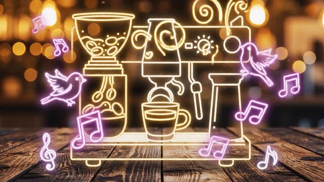 Neon Coffee Machine - A Vibrant Brew of Art and Technology.