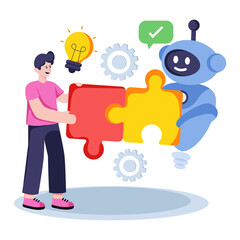 Trendy design illustration of ai problem solving