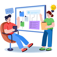 A unique design illustration of team planning task