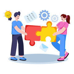 Conceptual flat design illustration of business collaboration