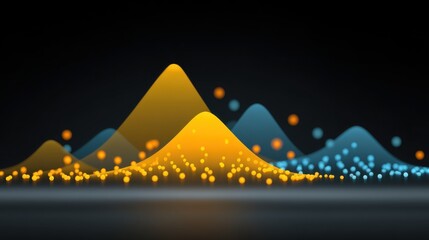 Colorful abstract visualization of data waves with peaks and dots representing analytics and digital trends in vibrant hues against a dark background