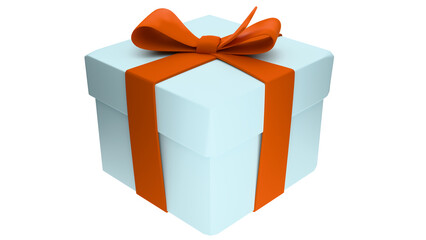 A New Year's or Christmas gift box mockup with a beautiful orange bow on a transparent background. A birthday gift box mockup with a beautiful orange bow on a transparent background.