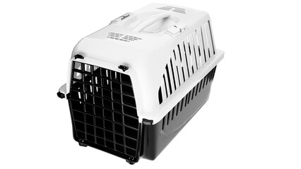 Pet carrier in color on a transparent background. Carrier for dogs, cats, and raccoons on a transparent background.