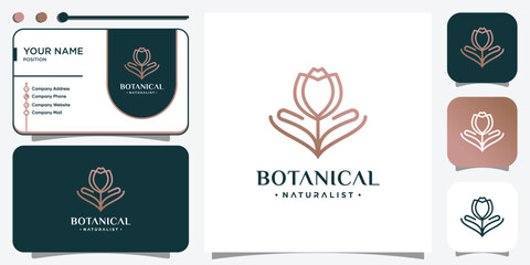 Botanical logo with creative flower concept Premium Vector