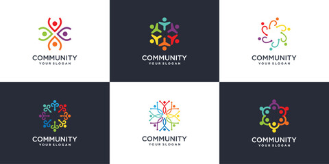 Creative community abstract logo collection Premium Vector
