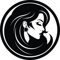 Elegant Woman Face Profile Beauty Logo Vector