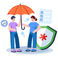 Trendy design illustration of health insurance