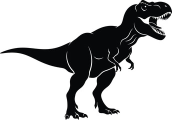 T Rex dinosaur silhouette roaring vector illustration