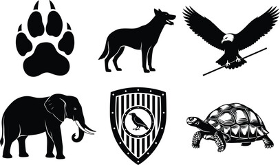 Animal icons collection silhouette vector set