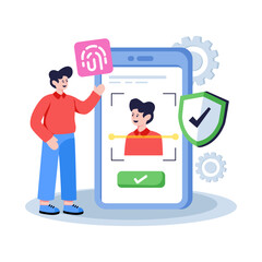 An editable design illustration of facial biometric