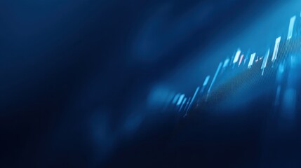 Abstract visualization of financial market data, blue tones and glowing light, representing stock exchange trends and trading dynamics in a digital space