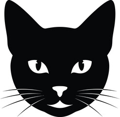 Cat Face Silhouette Vector