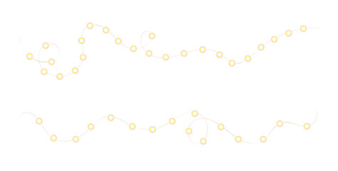 Christmas garlands with twinkling bulbs on a transparent background. Festive garland in PNG format. Twinkling Christmas lights.