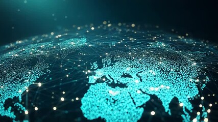 Global network connecting world map with digital data points - Powered by Adobe