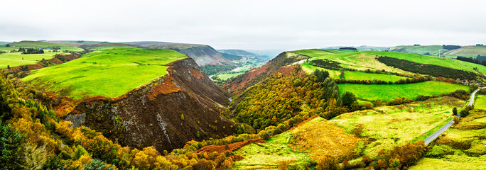 Ffrwd Fawr Waterfall from a drone, Dylife, Llanbrynmair, Powys, Wales