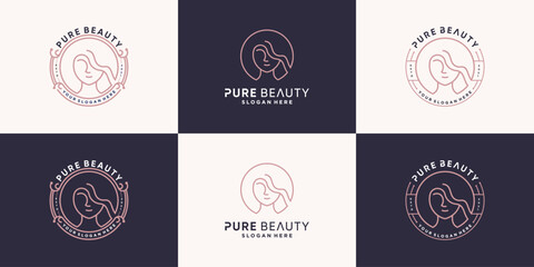 Beauty logo collection with line style Premium Vector