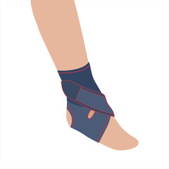 Elastic Ankle Support Brace. Suitable for sports shoes. Compression foot support. Stability during running, jumping, sharp turns. Professional level of support for any sport. Vector ilustration isolat