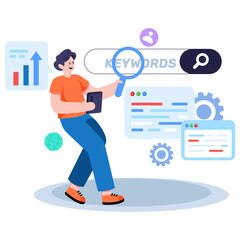 Trendy design illustration of keyword research