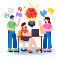 Creative design illustration of team brainstorming