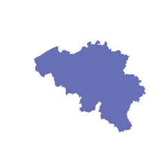 Map of Belgium, sign silhouette. World Map Globe. Vector Illustration isolated on transparent background. Europe continent.