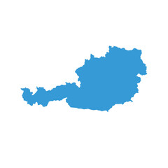 Naklejka premium Map of Austria, sign silhouette. World Map Globe. Vector Illustration isolated on white background. Europe continent.