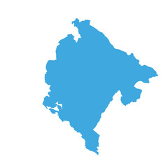 Map of Montenegro, sign silhouette. World Map Globe. Vector Illustration isolated on white background. Europe continent.