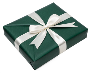 New Year's green gift on a transparent background