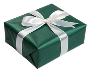 New Year's green gift on a transparent background
